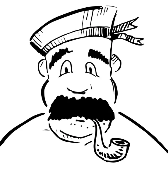 Marinero con pipa de tabaco . — Vector de stock