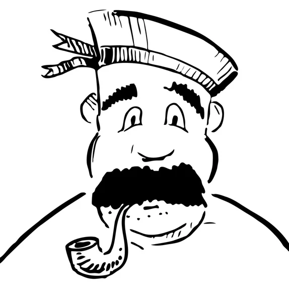 Marinero con pipa de tabaco . — Vector de stock