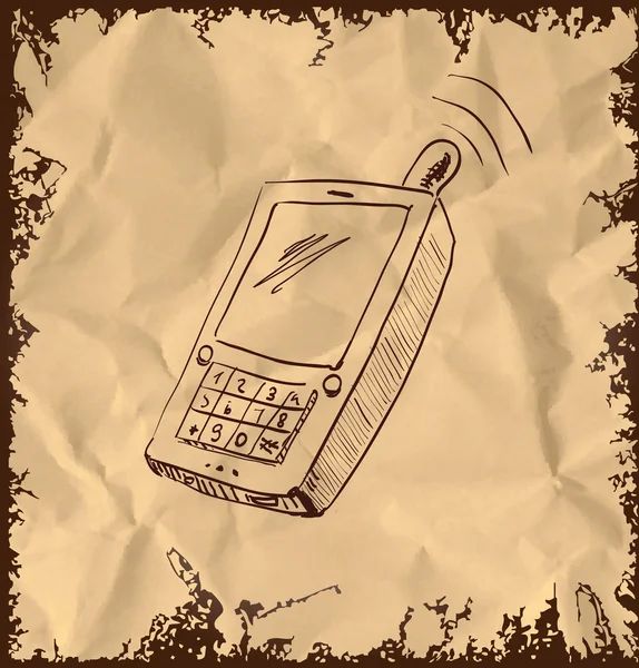 Vecchia icona del telefono cellulare isolato su sfondo vintage — Vettoriale Stock