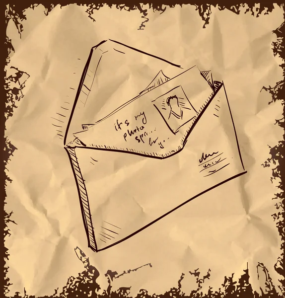 Письмо и фотографии в конверте — стоковый вектор