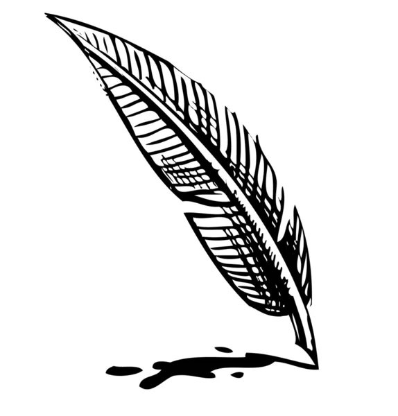 Escribir pluma con mancha de tinta — Vector de stock