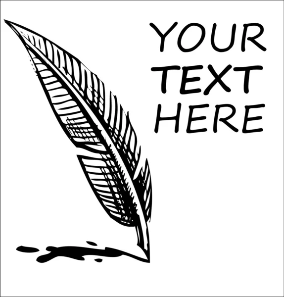 Написание перо с чернильным пятном и образцом текста — стоковый вектор