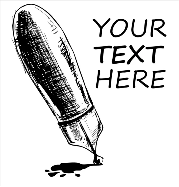 Inkoustové pero a ukázka textu nákres ilustrace — Stockový vektor