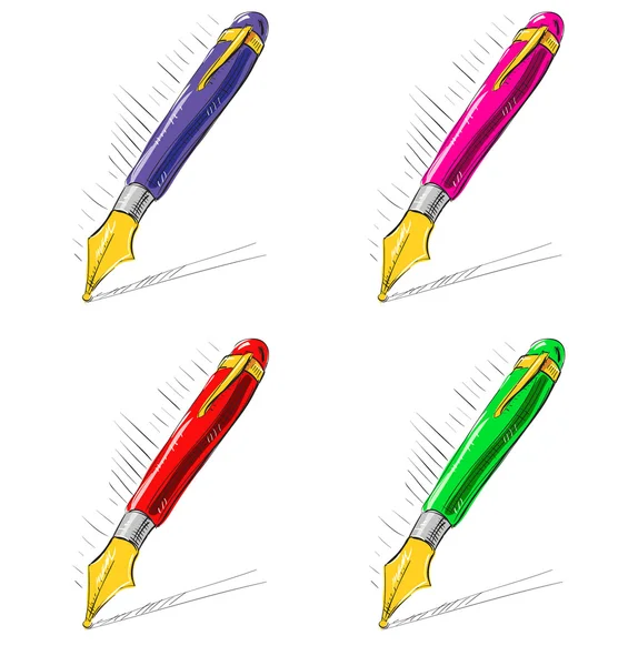Coleção de canetas de tinta brilhante — Vetor de Stock