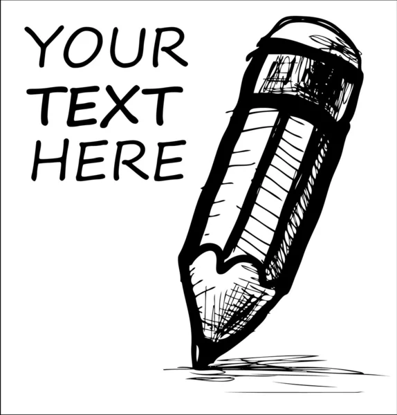 Crayon à dessin à la main et exemple d'illustration de croquis de texte — Image vectorielle