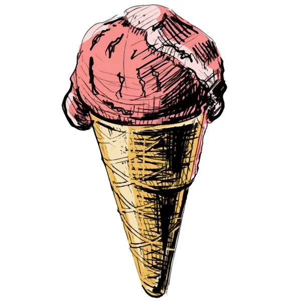 Helado en un cono aislado sobre fondo blanco . — Vector de stock