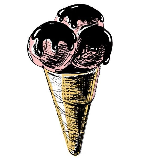 Helado en un cono aislado sobre fondo blanco . — Vector de stock