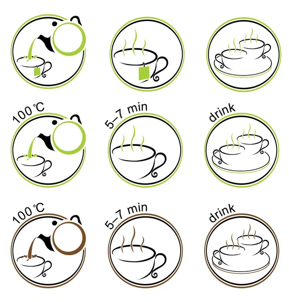 Tea or coffee making icons collection — Stock Vector