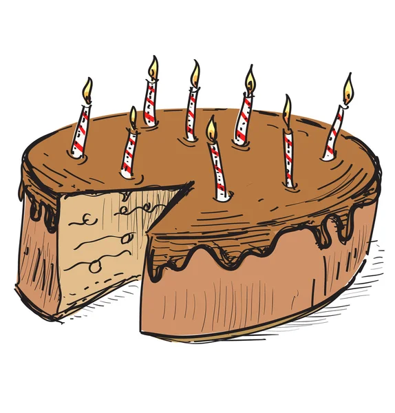 Gâteau d'anniversaire avec des bougies. — Image vectorielle