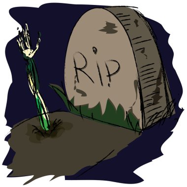 anıt ve zombi mezarı üzerine el. El çizimi sketch vektör çizim