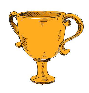 ödül kupa simgesi. Çizim karikatür kroki çizimi çocukça doodle tarzı el