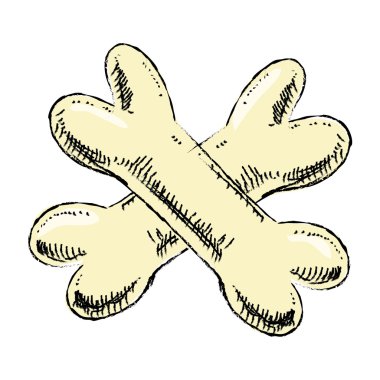 Beyaz arka plan üzerinde izole çapraz kemikler. El çizimi sketch vektör çizim