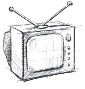 Retro tv anteni ile. El çizimi sketch vektör illüstrasyon izole beyaz zemin üzerine