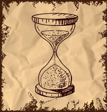 kum cam clock. El çizimi karikatür kroki vektör çizim