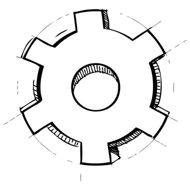 çizilmiş dişli el. vektör çizim.