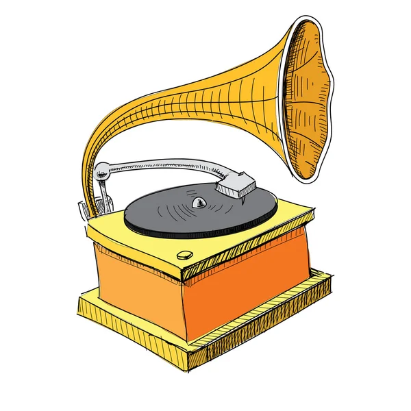 Gramophone Vintage, Lecteur de disque — Image vectorielle