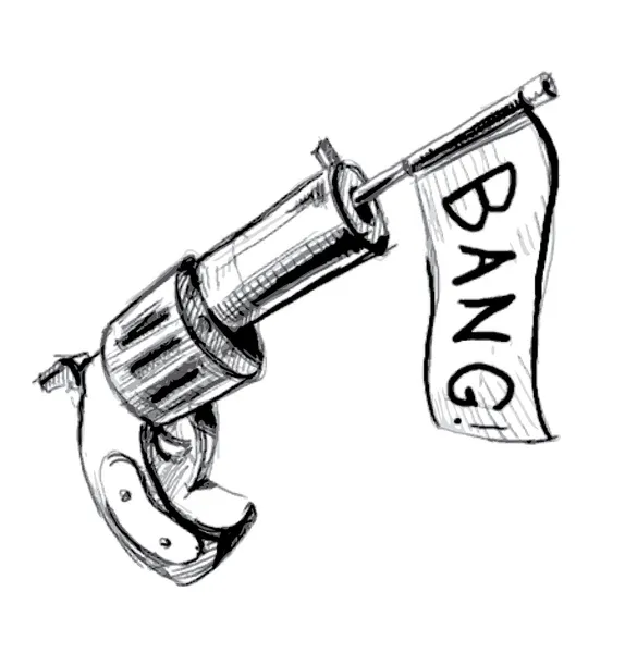 Icône Revolver avec case à cocher. Illustration vectorielle dessin à la main isolée sur fond blanc — Image vectorielle