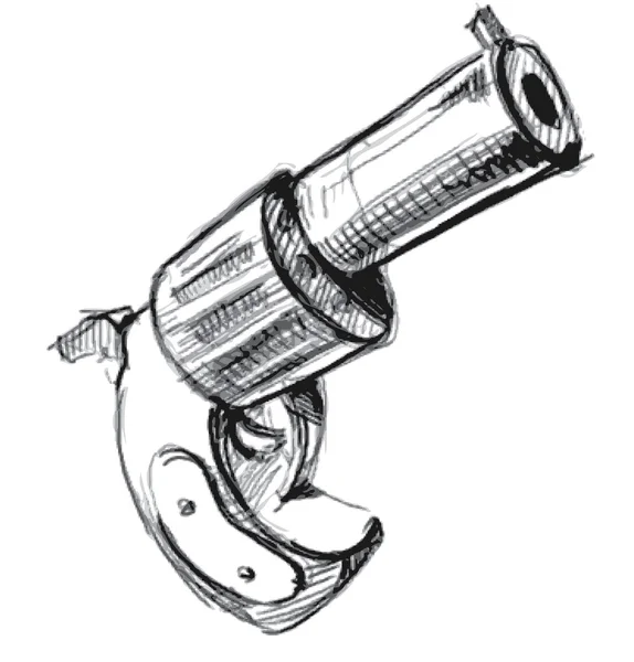 Icône Revolver. Illustration vectorielle dessin à la main isolée sur fond blanc — Image vectorielle