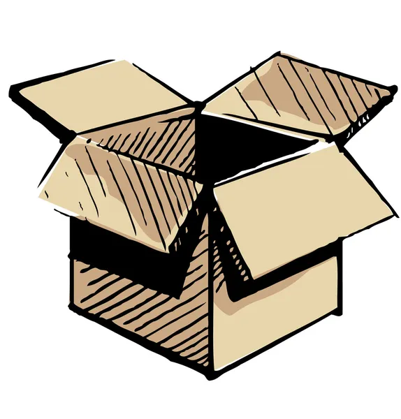 Open-Box-Symbol isoliert auf weißem Hintergrund. Handzeichnung Skizze Illustration — Stockvektor