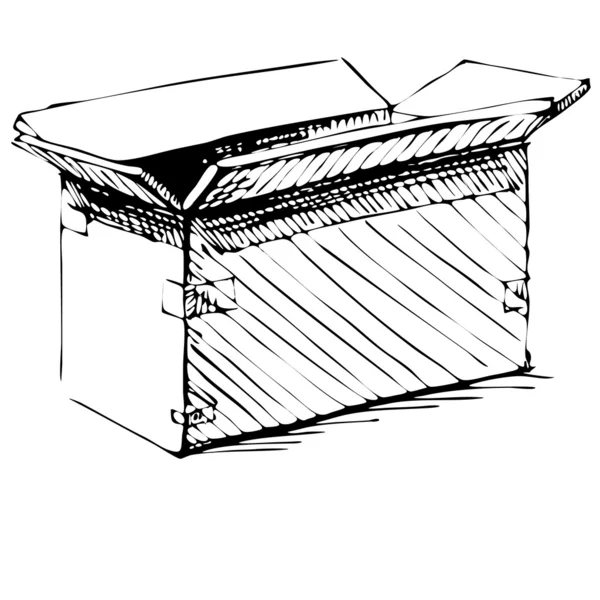 Icono de caja aislado sobre fondo blanco. Dibujo a mano dibujo vector ilustración — Vector de stock