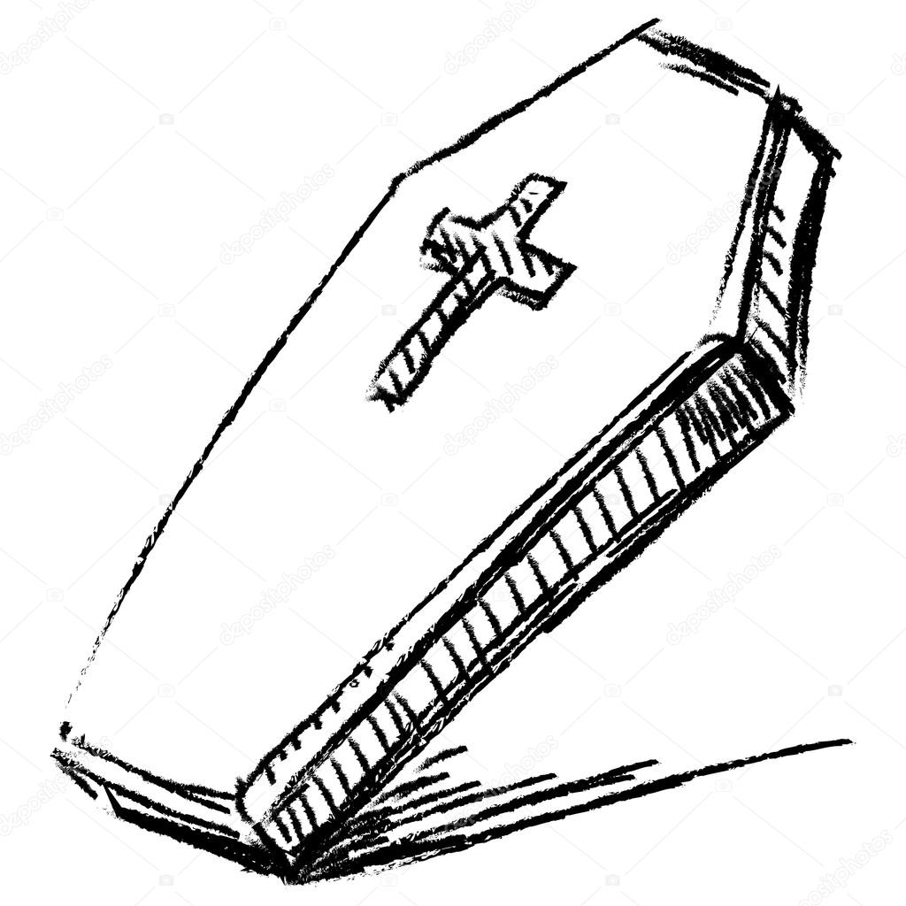 open coffin drawing