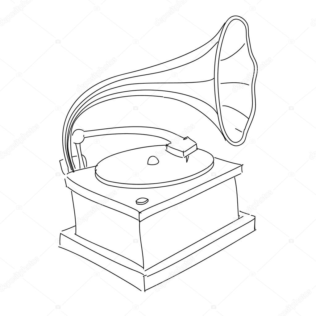Vintage Gramophone Record Player Stock Vector Royalty Free Vector Image By C Chuhail 14098486