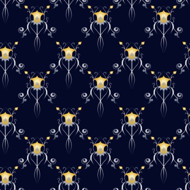 Dalga çiçek sorunsuz geçmiş. Çiçek deseni, vektör çizim. Yaz curl, girdap süsleme