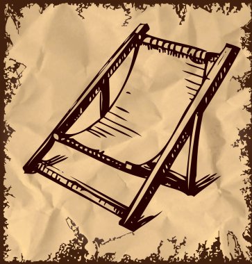 ahşap katlanır chaise lounge antika arka plan üzerinde izole geri kalanı için. El çizimi sketch vektör çizim