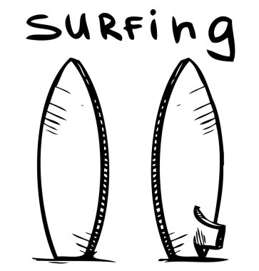 Surfing board. Hand drawing sketch vector illustration clipart