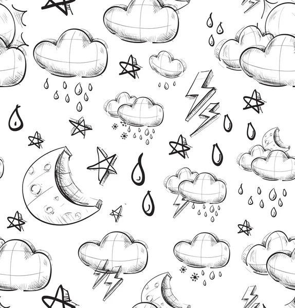 Croquis couleur motif météo fond vectoriel sans couture — Image vectorielle