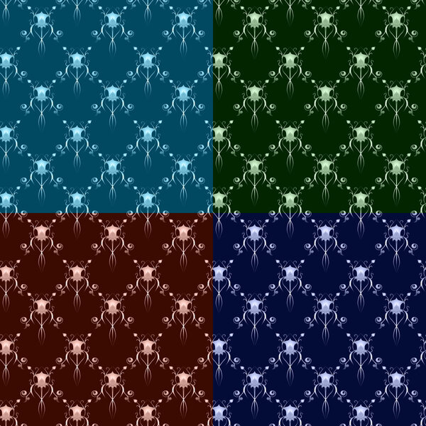 Волна цветочный бесшовный фон. Цветочный узор, векторная иллюстрация. Летний локон, крутящийся орнамент
