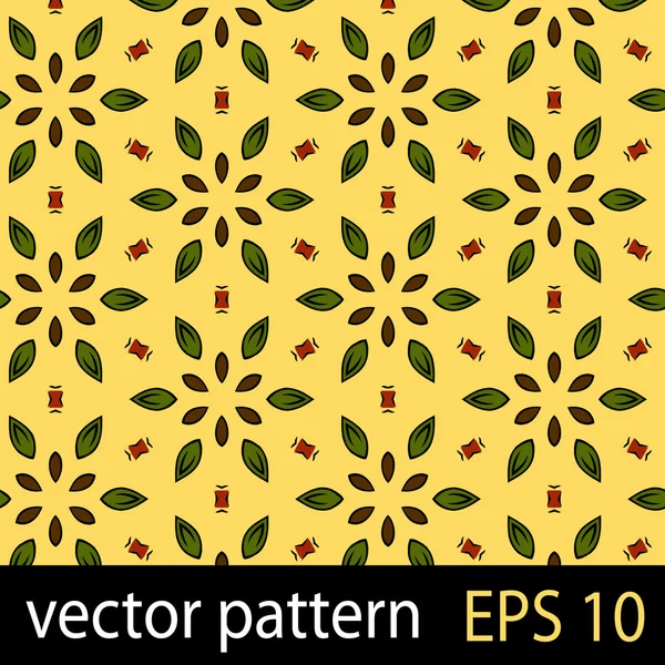 Коричневі, зелені, червоні та жовті геометричні фігури безшовний набір паперу для скрапбуків — стоковий вектор