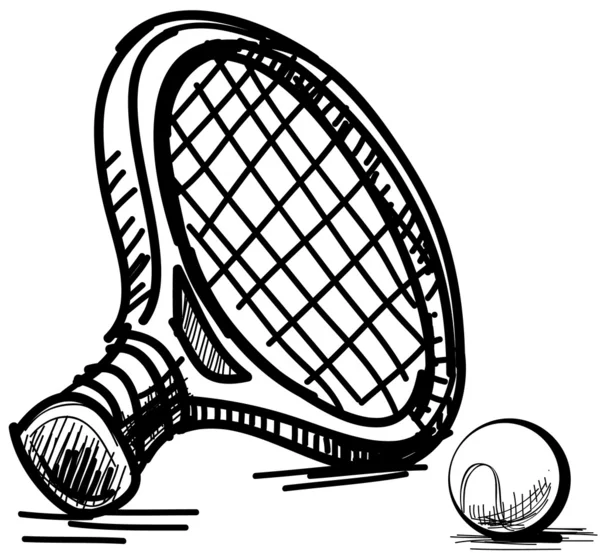 Équipement de tennis isolé sur blanc. Dessin à la main dessin vectoriel illustration — Image vectorielle