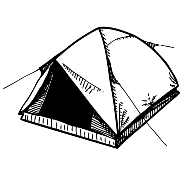 Camping tent. hand tekenen schets vectorillustratie — Stockvector