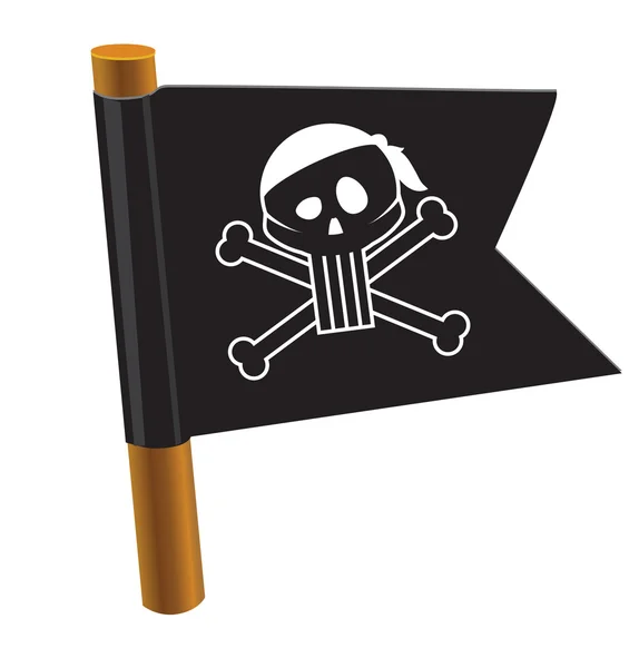 Black flag with pirate symbol. Vector illustration — Stock Vector