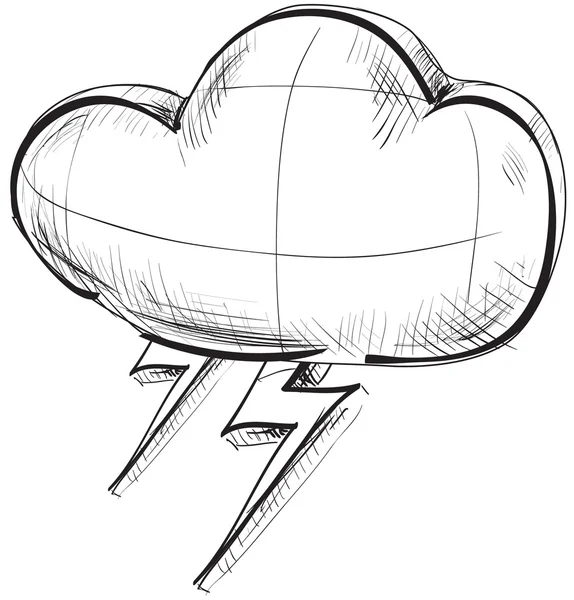 Sketch weather icons: cloud with lightnings — Stockový vektor