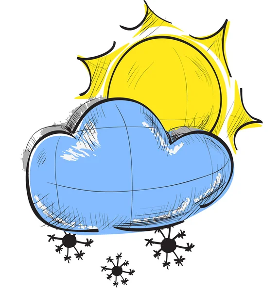 Farbskizze Wettersymbole: Wolken und Sonne — Stockvektor