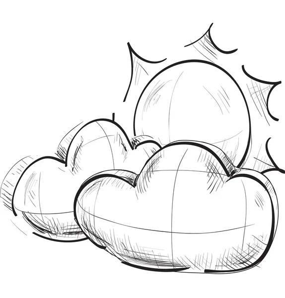 Sketch weather icons:cloud with the sun — ストックベクタ