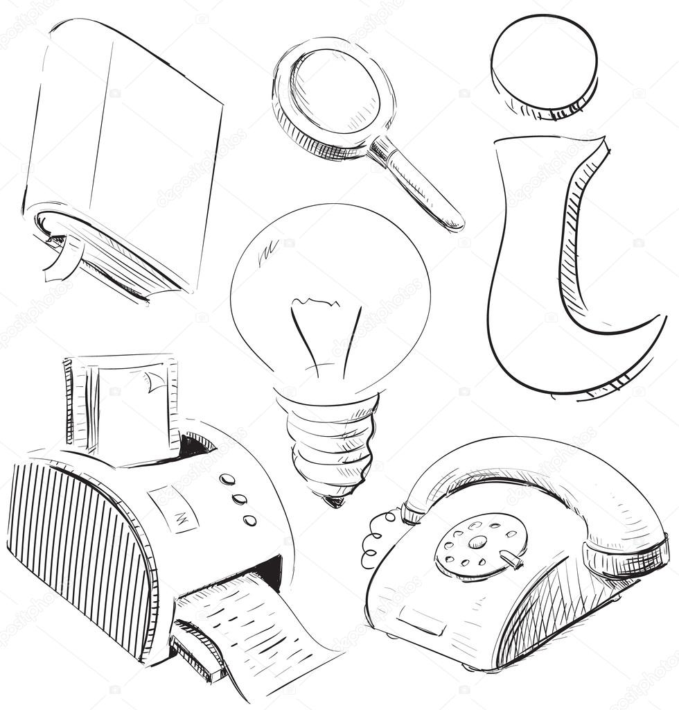 Office Supplies Vector Sketch Stock Illustration - Download Image Now -  Adhesive Note, Sketch, Drawing - Art Product - iStock