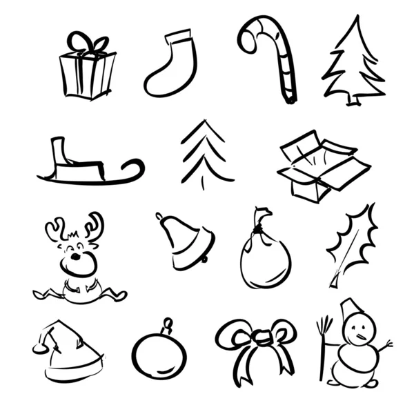 圣诞节手绘制无缝模式与可爱的字符 — 图库矢量图片