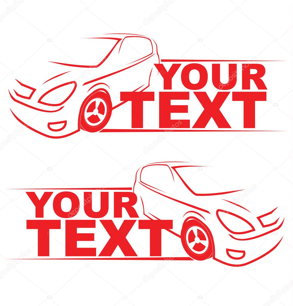 Red Car racing auto logo line art illustration with place for Your sample text.