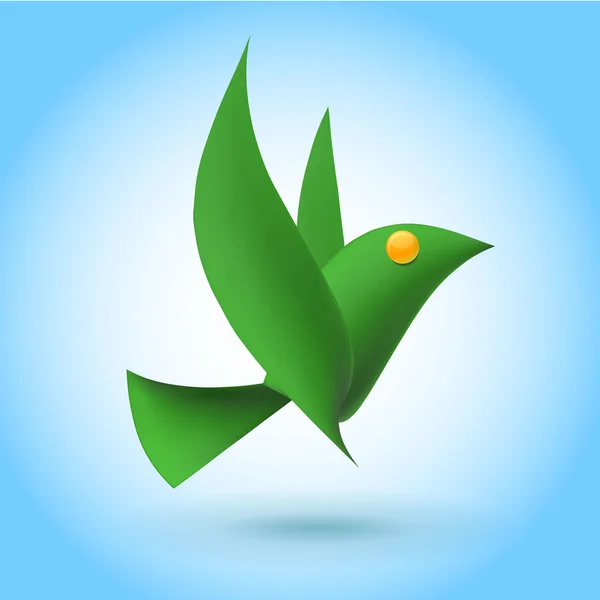 Green bird ecology element. — Stock Vector