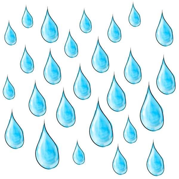 Croquis couleur icônes météo : pluie — Image vectorielle