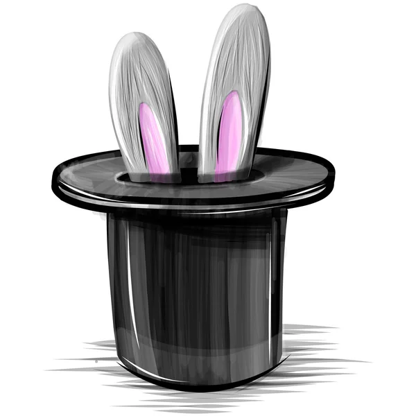 Magic hat with bunny ears. — Stock Vector
