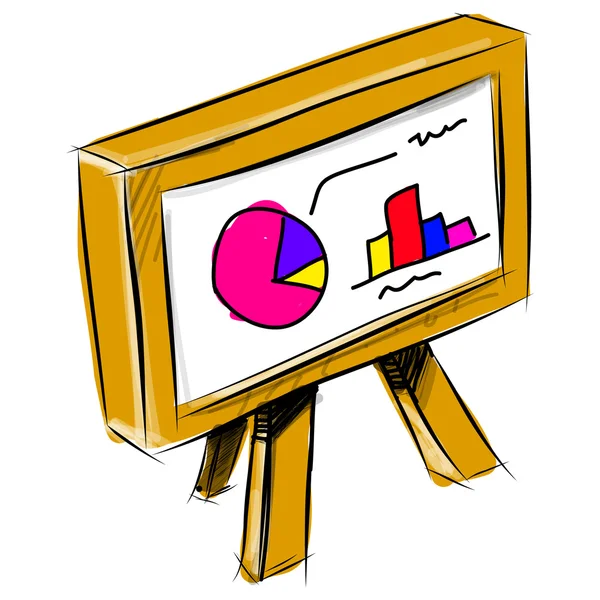 Escritorio con diagrama y gráfico . — Vector de stock