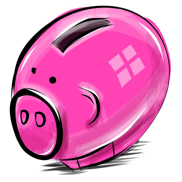Dinheiro caixa cartoon porco — Vetor de Stock
