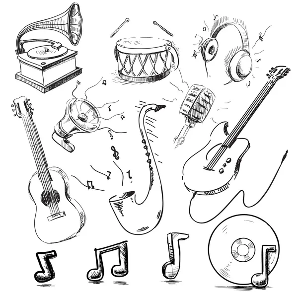 Sammlung von Musikinstrumenten und Ikonen — Stockvektor