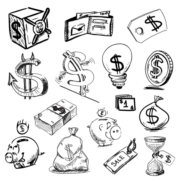 Colección de iconos de finanzas y dinero — Vector de stock