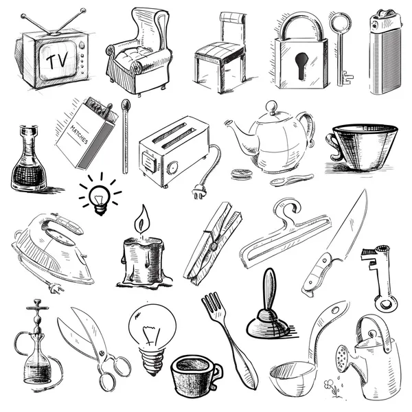 Household home objects collection — 스톡 벡터