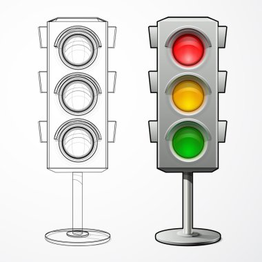 Traffic lights isolated on white clipart